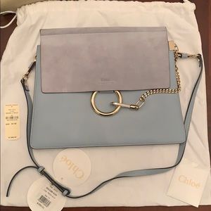 Chloe faye fresh blue handbag calfskin